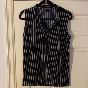 Striped Sleeveless Top - Midnight Sky and Cream